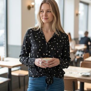 Saint Laurent Squarec Dot Silk Shirt